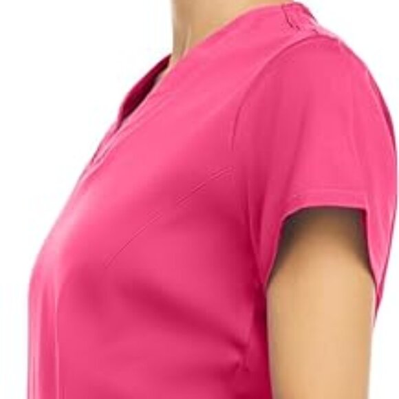 MediChic Mini Marilyn Women's Pink V-Neck 4-Way Stretch Scrub Top Small - Picture 5 of 9